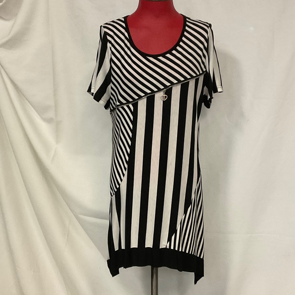 Black and White Striped Women's Tunic, or dress.